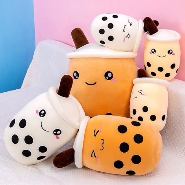 real-life bubble tea plush toy stuffed food milk tea soft doll boba fruit tea cup pillow cushion kids toys birthday giftRound WhiteChina He Qiyong unisex