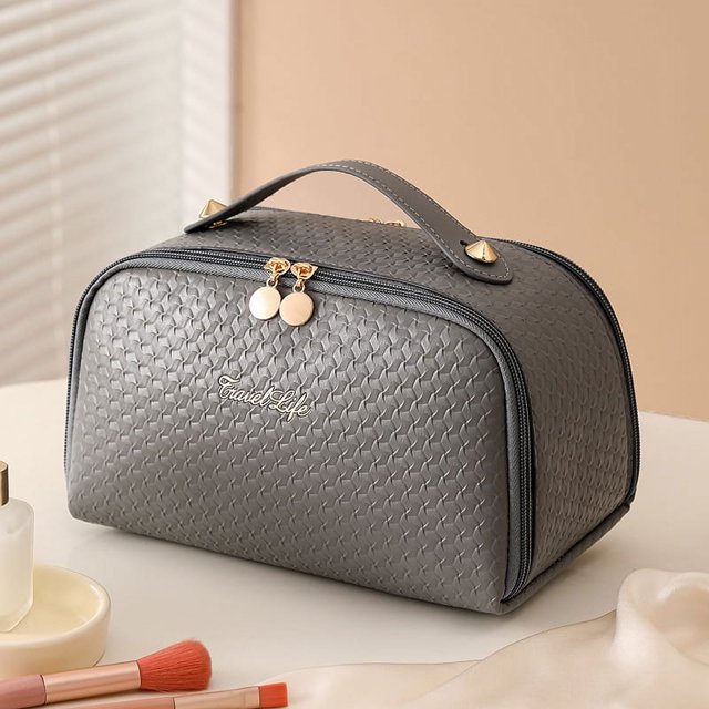 Bolsa de maquillaje, bolsa de maquillaje portátil de gran capacidad, bolsa de artículos de tocador portátil de viaje, bolsa de almacenamiento de alta gama