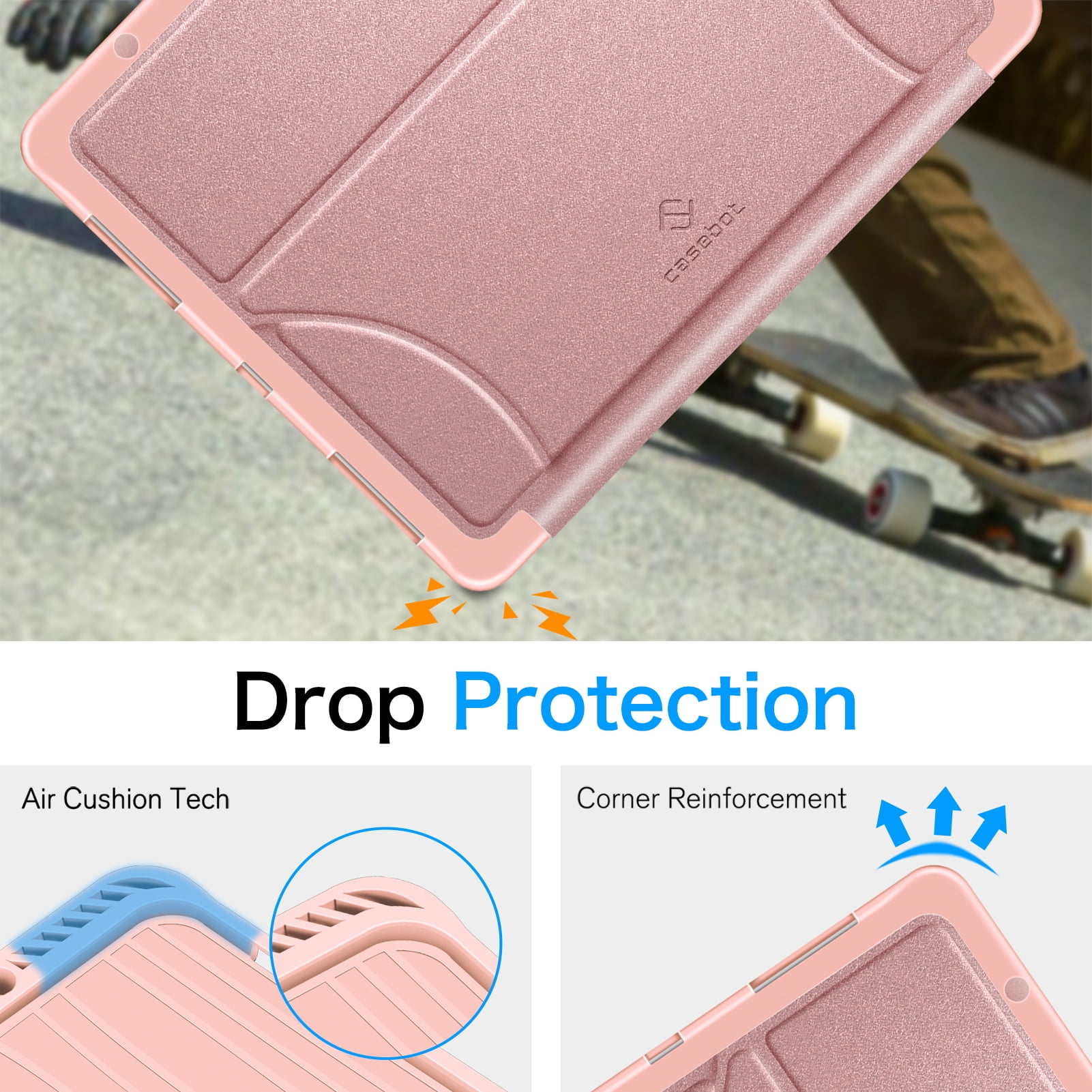 CaseBot Case for iPad Pro 12.9-inch 5th 4th & 3rd Generation (2021/2020/2018) - Shockproof Rugged Magnetic Soft TPU Back Cover w/Pencil Holder