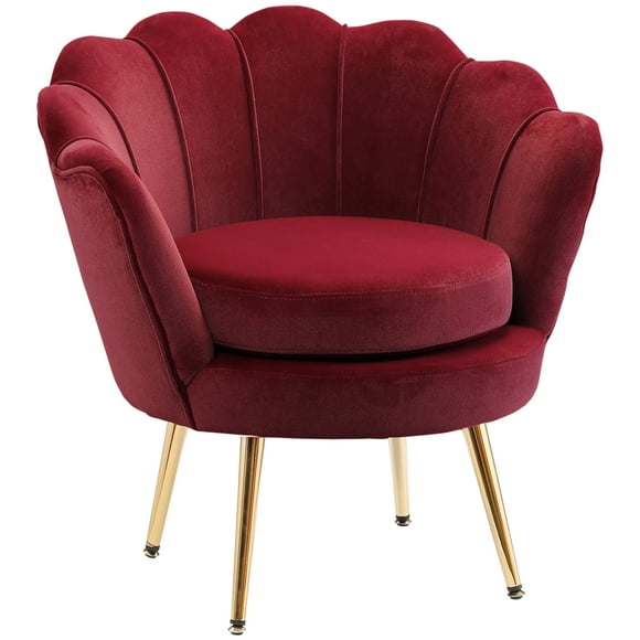 HOMCOM Modern Accent Chair Velvet Fabric Leisure Club Chair with Gold Legs