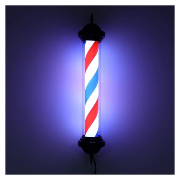 40 inch Barber Pole Red White Blue Stripes with LED Light,Traditional Barber Pole Outside Barber Shop Rotating Light, Indoor and Outdoor Use, Wall Mounted Red, Blue, White