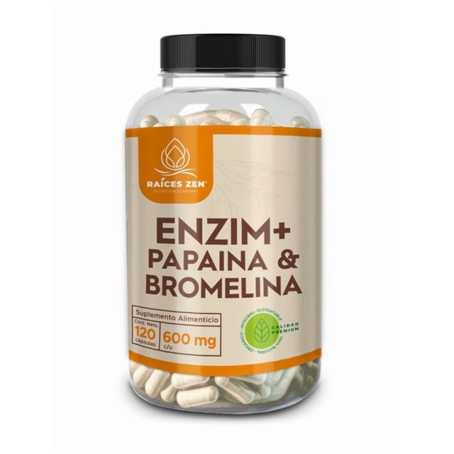 Enzim+ Papaina y Bromelina Raíces Zen 120 Cápsulas