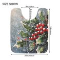 thumbnail image 5 of Bathroom Plush Absorbent Mat Combined U-Shaped Square Pad Bath Mat Fluffy Suitable For Bathroom Toilet Living Room Absorb Water Non-Slip Durable Christmas Holly and Mistletoe, 5 of 9