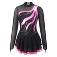 thumbnail image 3 of Zaldita Girls Kids Long Sleeve Mesh Splice Figure Skating Dress for Ballet Dance Gymnastics Leotard Competition Dancewear Hot Pink 14, 3 of 7