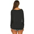 thumbnail image 5 of Women'S Long Sleeve Boat Neck Off Shoulder Blouse Tops Dark Gray S, 5 of 6