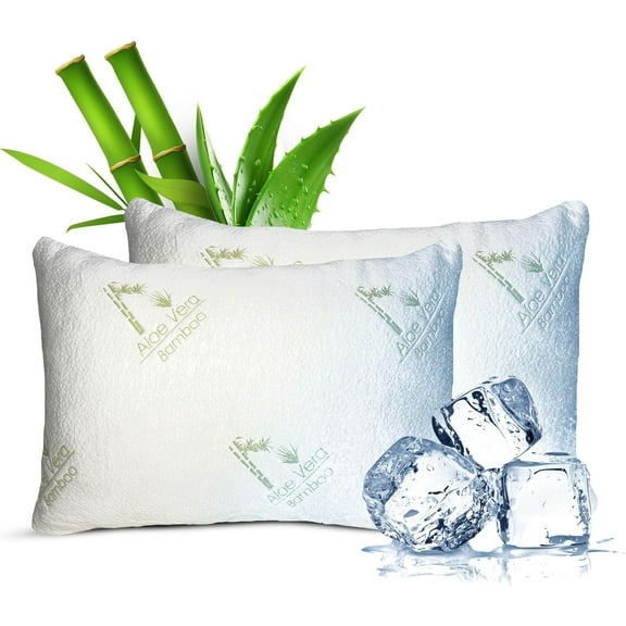 Sacred Thread Memory Foam Pillow, Adjustable Firmness, Soft, Aloe Infused - Cooling Bed Pillows for Sleeping - Back, Stomach, Side Sleeper - Rayon Cover, Machine Washable