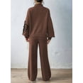 thumbnail image 4 of Women'S 2 Piece Outfits Sweater Lounge Sets Long Sleeve Knit Pullover and Wide Leg Pants Tracksuit Matching Set Brown XL, 4 of 9