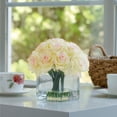 thumbnail image 2 of 16 Heads Silk Rose Flowers in Glass Vase with Faux Water, 2 of 5