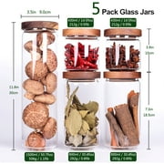 LEAVES AND TREES Y Glass 5-Cup Stackable Food Storage Canisters with Wood Lids, Set of 5