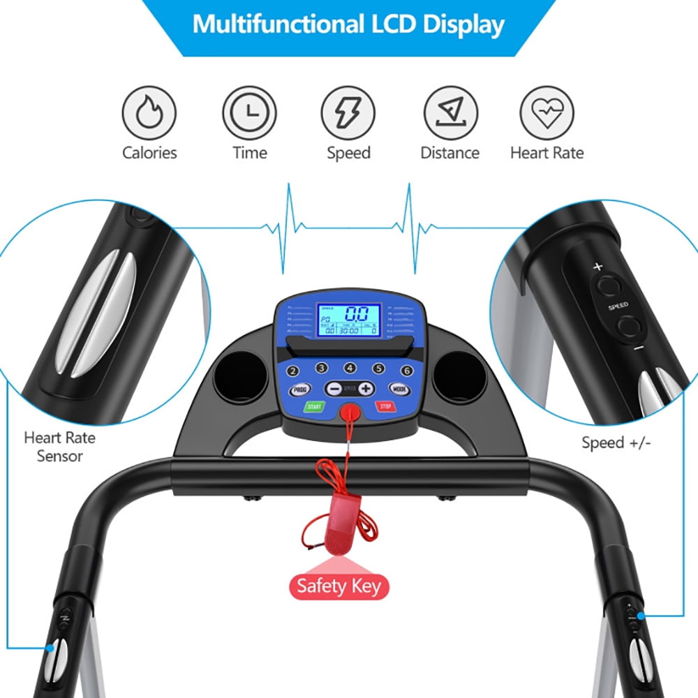 Topcobe Electric Foldable Treadmill with LCD Display and Heart Rate Sensor, Under Desk Walking Pad Treadmill