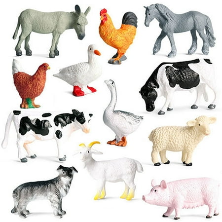 12 Pcs Farm Animals Bucket,Farm Animal Counters,Safari Animals Bucket,Boys and Girls Ages 3+ Toddler Learning Toys,Farm Animals for Kids