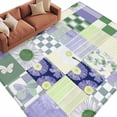 thumbnail image 2 of Spring Floral Checkered 5'x7' Area Rug, Sage Green Purple Buffalo Plaid Washable Non-Slip Soft Rugs, Low-Pile Large Carpet for Living Room Bedroom Dining Room, Non-Shedding Accent Rug, 2 of 9