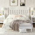 thumbnail image 5 of Gourd Headboard Queen Size Platform Bed - Retro Style, White Wood, , No Box Spring, Slat Supported White,, 5 of 7