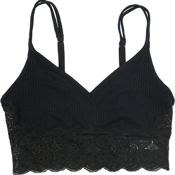 American Eagle Womens Lace Trim Bralette, Black, X-Small
