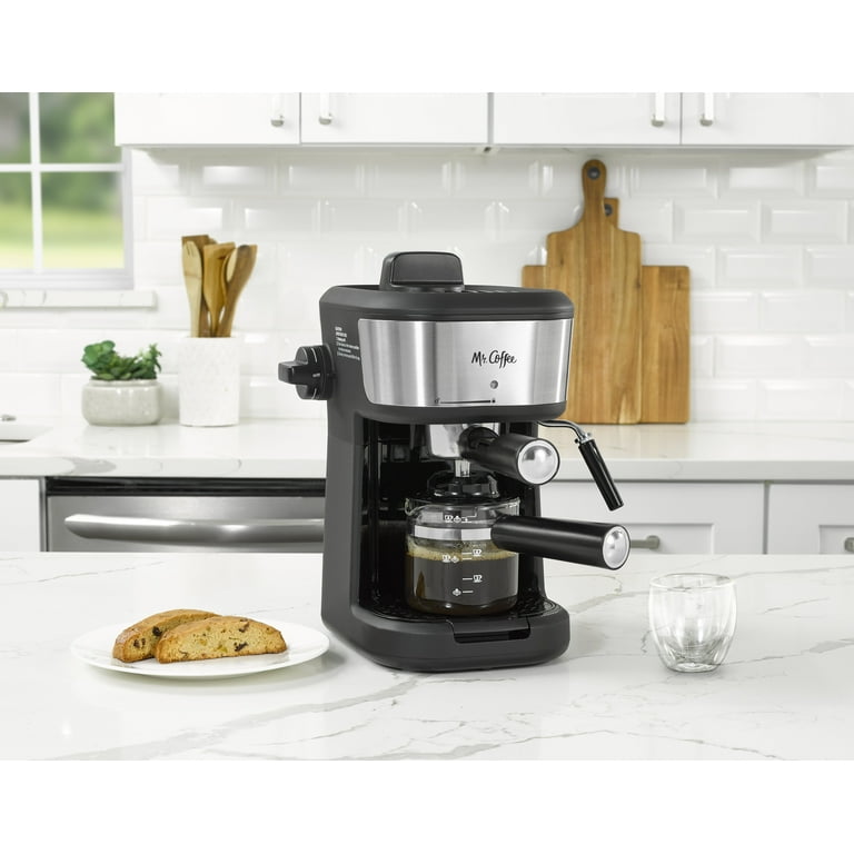 Mr. Coffee® 4-Shot Steam Espresso, Cappuccino, and Latte Maker in Black