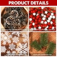 thumbnail image 4 of Ayieyill 200Pcs Christmas Pine Cones, Mixced Snowflake Ornaments and Berry Pine Branch Set, White Winter Holiday Ornament, 4 of 8