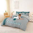 thumbnail image 3 of jejeloiu Football Sport Games Queen Duvet Cover Set For Kids,Gray Green Monogrammed Y Bedding For Boys,Light Gray Reversible,3pcs(No Comforter), 3 of 6