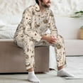 thumbnail image 7 of Logiee Retro Rooster Print Mens Long Sleeve Pajama Set,Notched Collar Pajamas for Men, Men's Sleepwear,Mens Sleepwear with Pockets & Button Down-XX-Large, 7 of 7