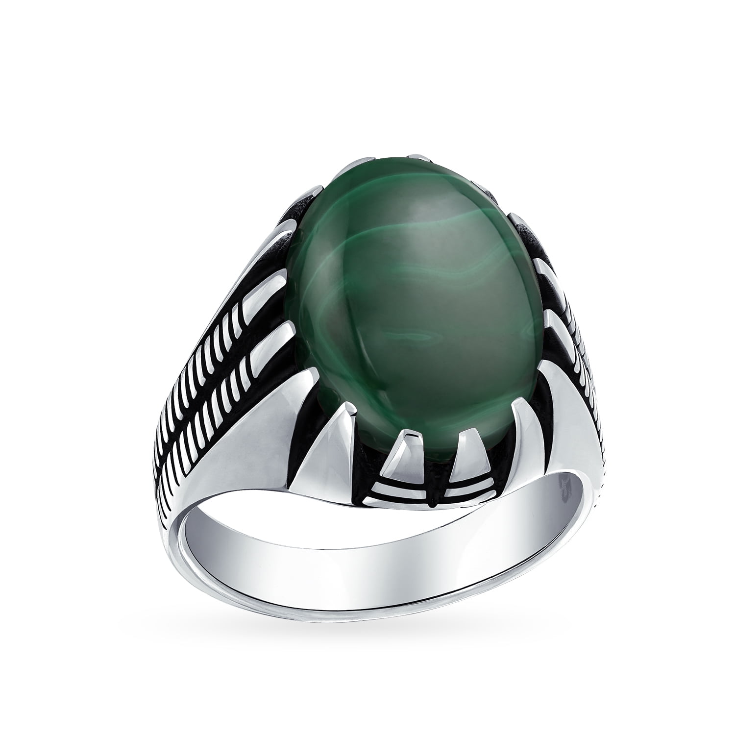 SOLID STERLING 925 SILVER HANDMADE JEWELRY ELEGANT EMERALD CLAW MEN'S RING 