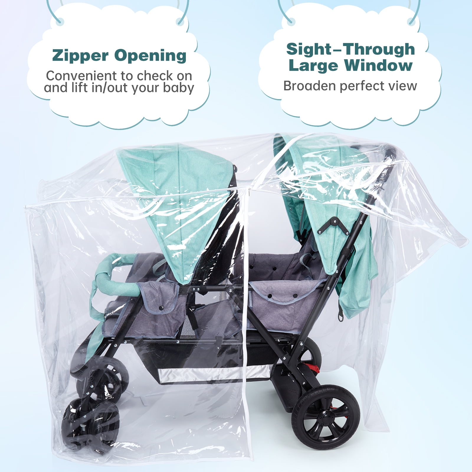 PAHTTO, Double Stroller Rain Cover, waterproof weather shield - Walmart.com
