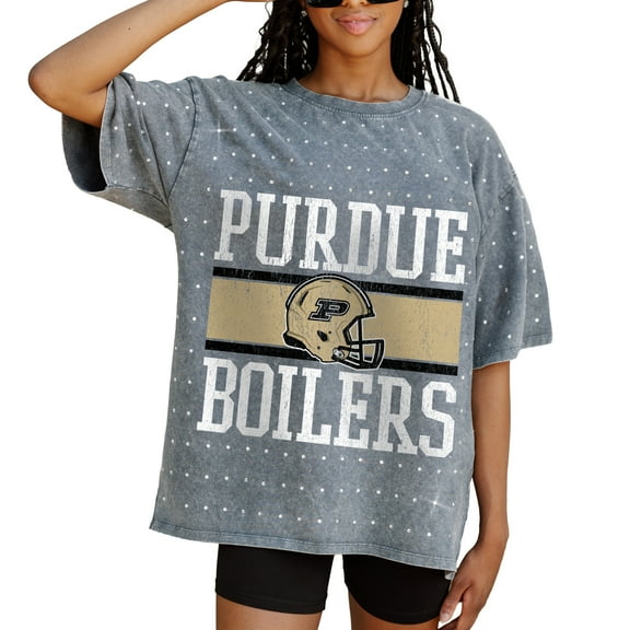 Women's Gameday Couture Gray Purdue Boilermakers On the Ball Oversized T-Shirt