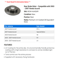 thumbnail image 2 of Rear Brake Rotor - Compatible with 2003 - 2007 Honda Accord 2004 2005 2006, 2 of 2