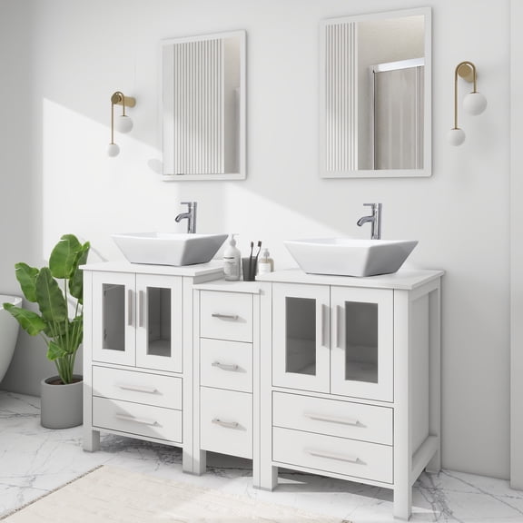 Eclife 60" Double Sink Bathroom Vanity with Manufactured Wood Top