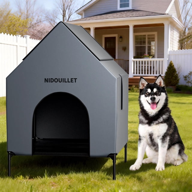 Dog House Nidouillet, exterior e interior, resistente a la intemperie para perros grandes