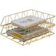 thumbnail image 2 of Organizador de archivos de escritorio, bandeja de metal apilable para cartas, soporte de papel, paquete de 2, dorado Xemadio WRQX-146-2, 2 of 7