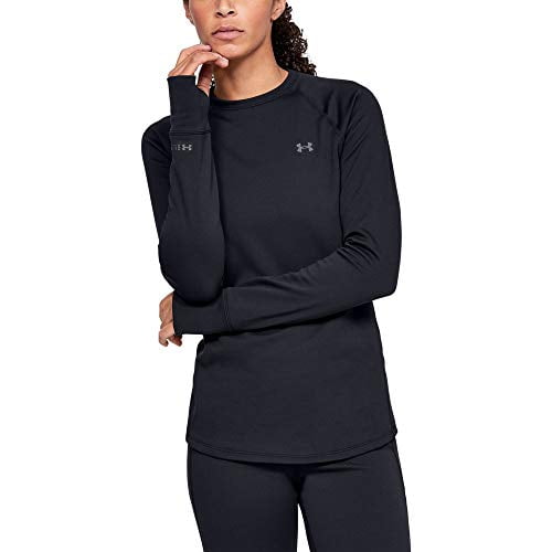 Under Armour Women's ColdGear Base 3.0 Crew, Black Pitch Gray Shirt