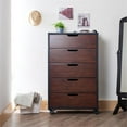 thumbnail image 3 of Bowery Hill Wood 5-Drawer Chest with Casters in Vintage Walnut, 3 of 7