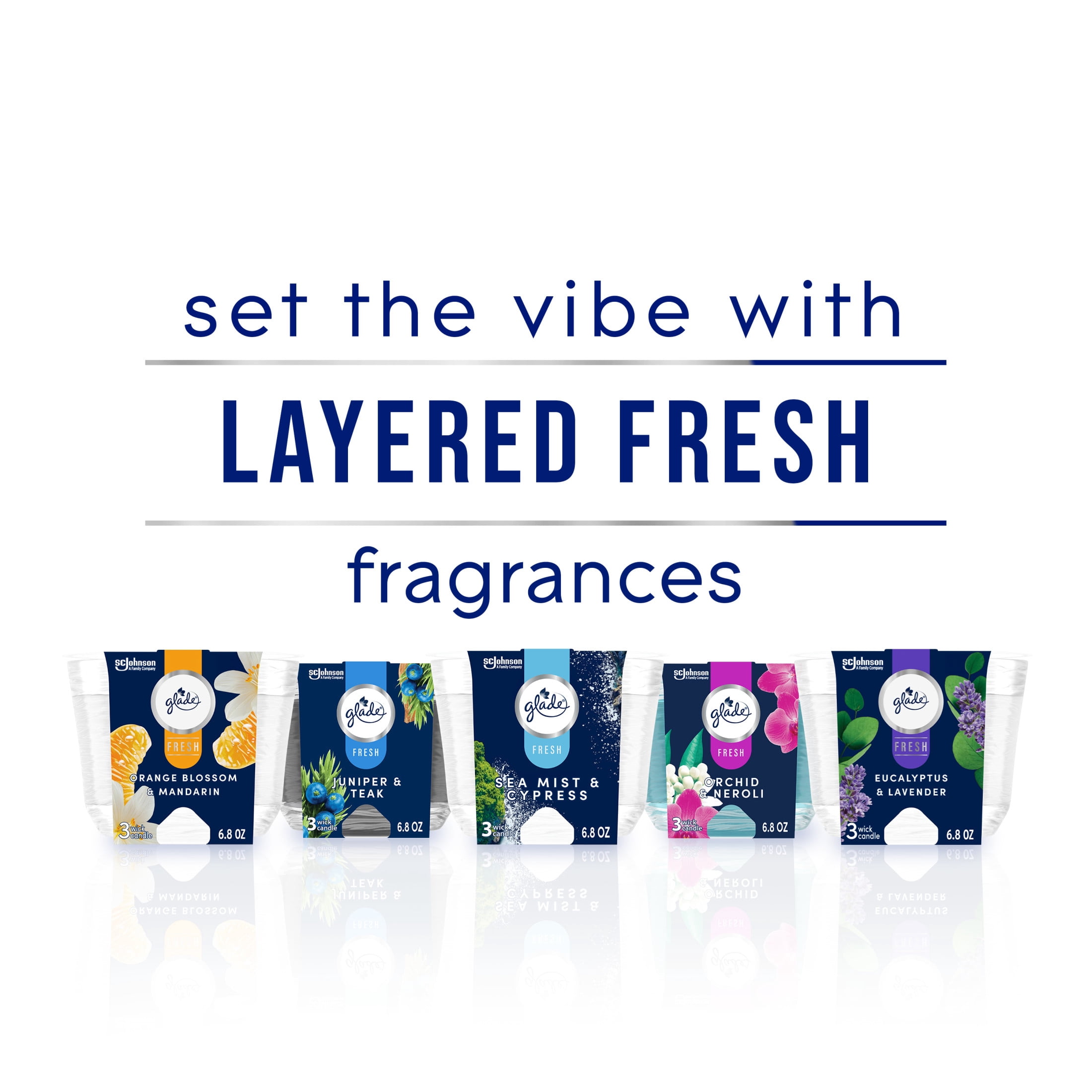 Glade® Candles, Eucalyptus & Lavender, Fresh Collection, 8.16 oz, Pack of 2