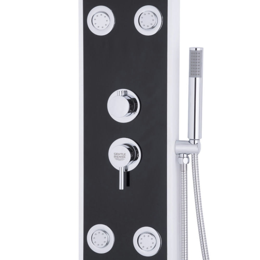 Finihen Shower Panel, Shower Panel Tower System, Bathroom ABS Shower Panel with Massage Jets & Hand Shower, Black Finihen Shower Panel, Shower Panel Tower System, Bathroom ABS Shower Panel with Massage Jets & Hand Shower, Black