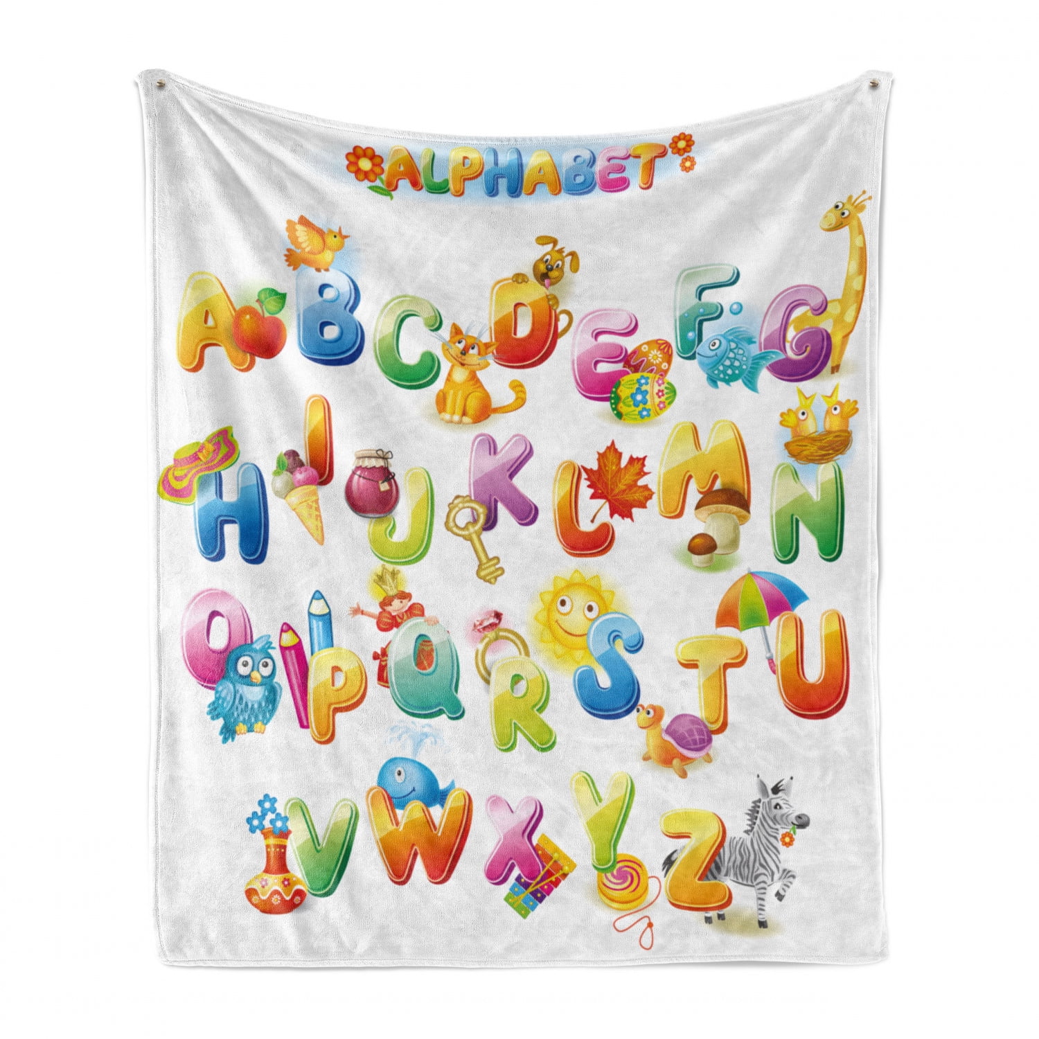 50 x 70 Cheerful Cartoon Fun Alphabet Design Font Design Flannel Fleece Accent Piece Soft Couch Cover for Adults Ambesonne Science Throw Blanket Multicolor
