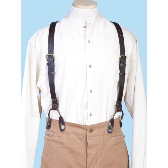 Western Mens Suspenders Leather Y Back Attachment Loops 540765