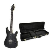Schecter Demon-6 FR Electric Guitar in Aged Black Satin with Hard Shell Case