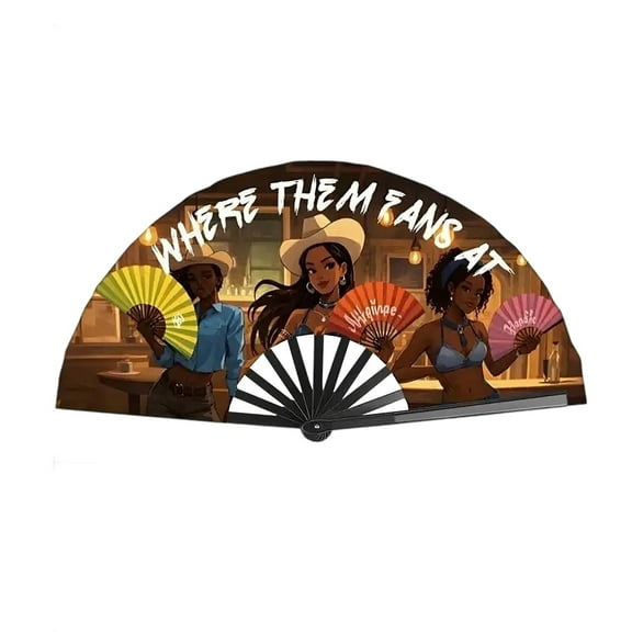 Clearance Sale! Black Tai Chi Fan Three Cowboys Hand Fan Set for Dancing Living Room Western Style Chi Fan with Lightweight and Durable