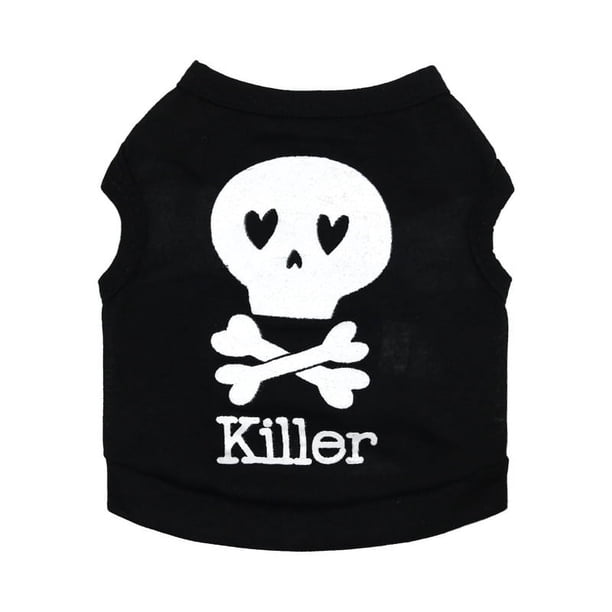 Ropa para perros y mascotas, chaleco multicolor con calavera asesina para Halloween, ropa de primavera y verano