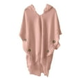 thumbnail image 2 of Shawl Wraps for Women,Bohemian Style Hooded Cape Shawl, Knit Tassel Poncho,Solid Color Winter Wrap,Warm and Casual Outerwear for Fall Winter(Pink), 2 of 3