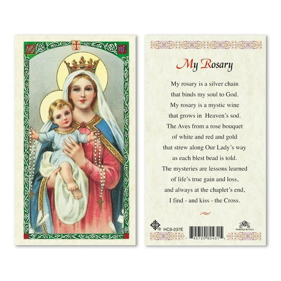 Madonna with Child Rosary – My Rosary Laminated Prayer Card | 2-Sided Catholic Holy Card in English | Durable, Water-Resistant | Devotional & Spiritual Gift