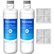 Waterdrop LT1000PC ADQ747935 Refrigerator Water Filter and Air Filter, Replacement for LG® LT1000P®, LMXS28626S, LFXS26973S, LFXS26596S, LFXS28596S, ADQ74793501, ADQ74793502 and LT120F®, 2 Combo