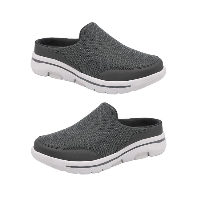 Toboganes de cubierta de malla Qarigey para niñas, sandalias de verano, tacón plano, color Gris oscuro, talla 43