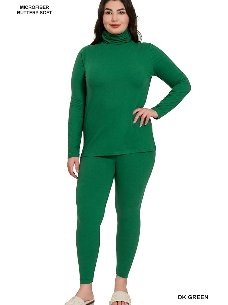 SANA WOMEN'S FITNESS WEAR BRAND ジャージ Zenana Women's Soft Fabric Mock Neck Long Sleeve Top & Leggings