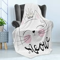 thumbnail image 4 of Cat Soft Flannel Fleece Throw Blanket, Meow Calligraphy Princess Kitten with a Crown Drawn by Hand, Cozy Plush for Indoor and Outdoor Use, 70" x 90", Baby Pink Dimgray, by Ambesonne, 4 of 5