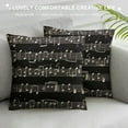 thumbnail image 3 of RUIYC  Black and White Music Notes Throw Pillows Throw Pillow Case Cushion Cover Pillowcase Square Pillow Cover 18X18 Cotton Linen, 3 of 5