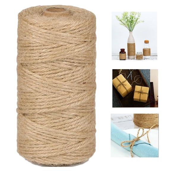 Natural Jute Twine 218 Yards Long Twine String,Macrame Cord for Crafts Gift Wrapping Packing Gardening Crochet Knitting Macrame Decor (Brown 3mm * 218 Yards)