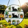 thumbnail image 2 of Cute Black Cat Botanical Plant Stained Glass Suncatcher Garden Houseplant Glass Suncatchers Handmade Cat Lover Window Hanging Plant Mom Gift, 2 of 3