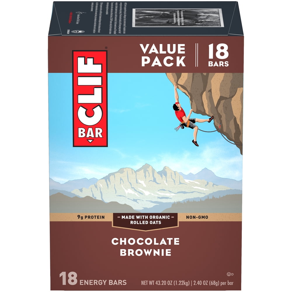 CLIF Bar Energy Bars, Chocolate Brownie, 9g Protein Bar, 18 Ct, 2.4 oz