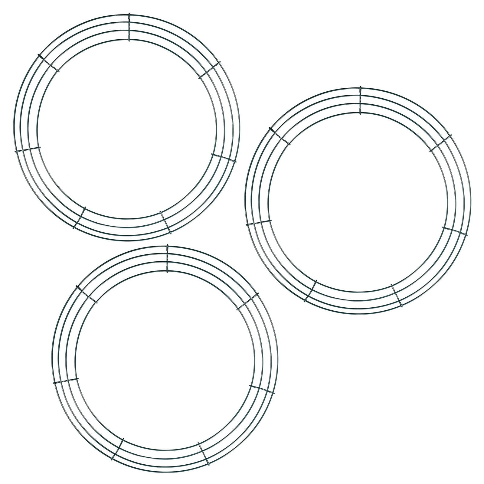 14 Inch Wire Wreath Frame, Round Metal Wreath Form for DIY Crafts, and Home Decor, Dark Green Wire Frame for Christmas Halloween & Weddings 3PCS