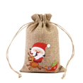 thumbnail image 3 of Bolsas de regalo de lino para Navidad, embalaje de joyería con cordón, estampado de Papá Noel, bolsa de dulces para fiesta, pulsera, 1 unidad, 3 of 4